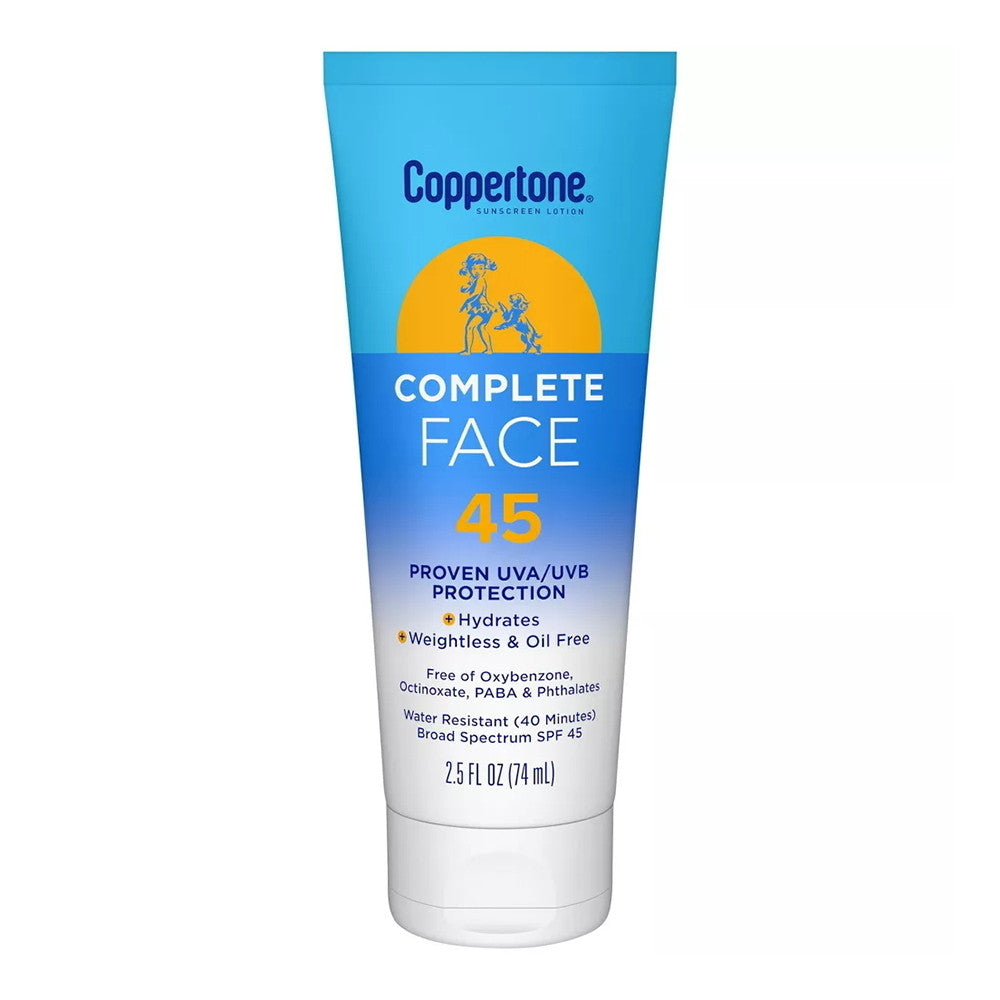 Coppertone Complete Face Sunscreen Lotion SPF 45, 2.5 Oz